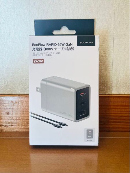 EcoFlow RAPID 65W GaN 充電器 (100W ケーブル付き)