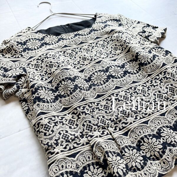 Leilian 総レース刺繍ブラウス 11号 裏地付き