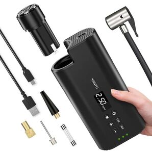 エアコンプレッサー 電動 空気入れ コードレス タイヤ空気入れ ポータブル 電動エアポンプ YANTU 自転車