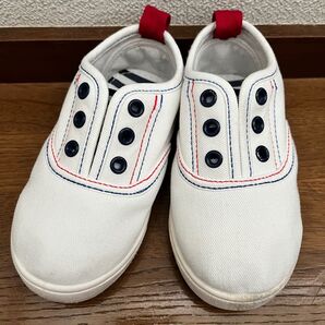 子供用スニーカー 白 キャンバス地
