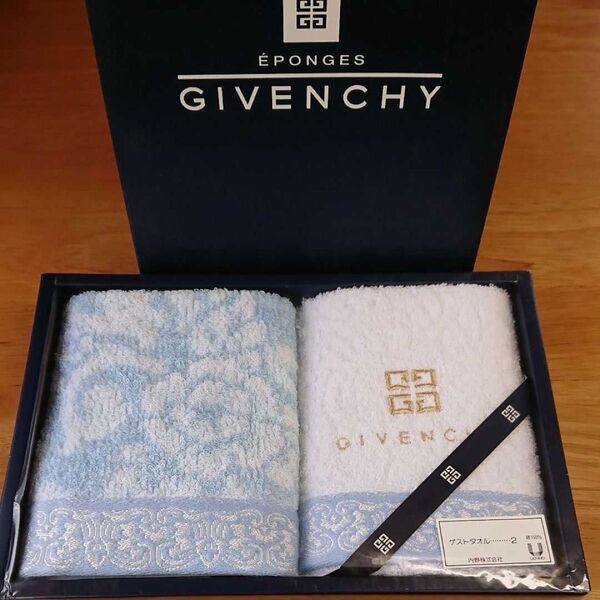 『GIVENCHY』ジバンシー ゲストタオル (2枚セット) ブルー×ホワイト