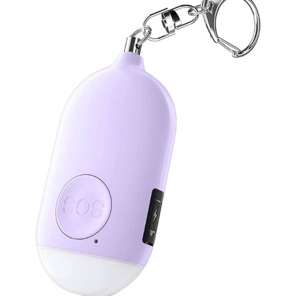 防犯ブザー【紫】 LEDライト付き 防犯アラーム USB充電式 大音量130dB 防水 防犯 ブザー 小学生 女の子 男の子 女性