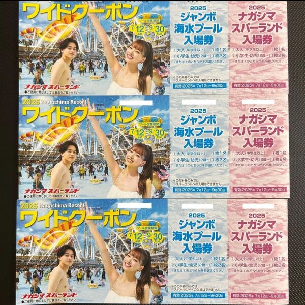 ナガシマスパーランド入場券 ジャンボ海水プール入場券 3枚