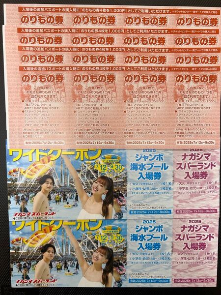 ナガシマスパーランド入場券 ジャンボ海水プール入場券 2枚 のりもの券16枚
