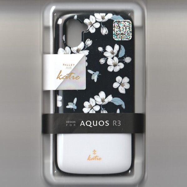 AQUOS R3 耐衝撃 ケース PALLET AIR フラワーブラック