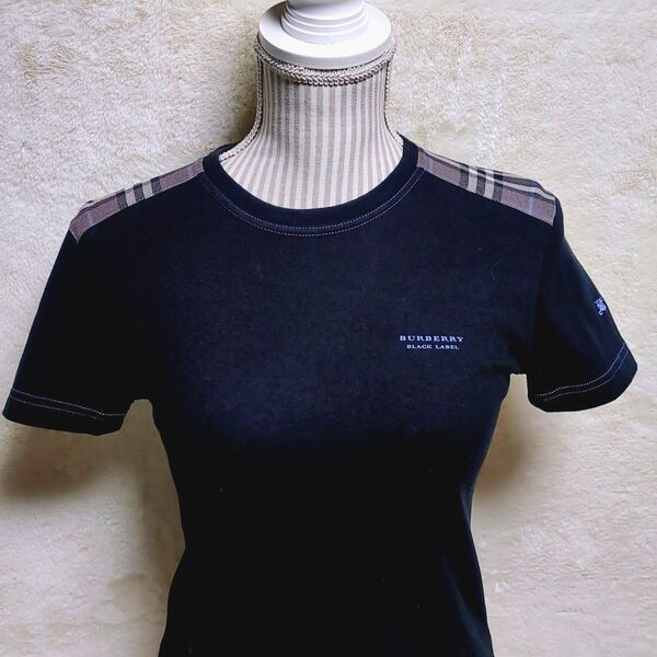美品★BURBERRY BLACK LABEL バーバリーチェック ノバチェック Tシャツ カットソー 小さいサイズ S 日本製