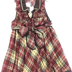 新品タグ付★極美品★ axes femme チェック リボン リボンタイ 襟付 Aライン ノースリーブ チュニック ダブルフリル