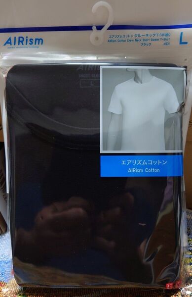 新品 UNIQLO AIRism MEN エアリズムコットン クルーネックT Lサイズ 半袖 ブラック