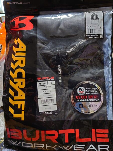 新品 BURTLE バートル エアークラフトベスト(ユニセックス) 春夏用 インディゴ AC1174 45 L