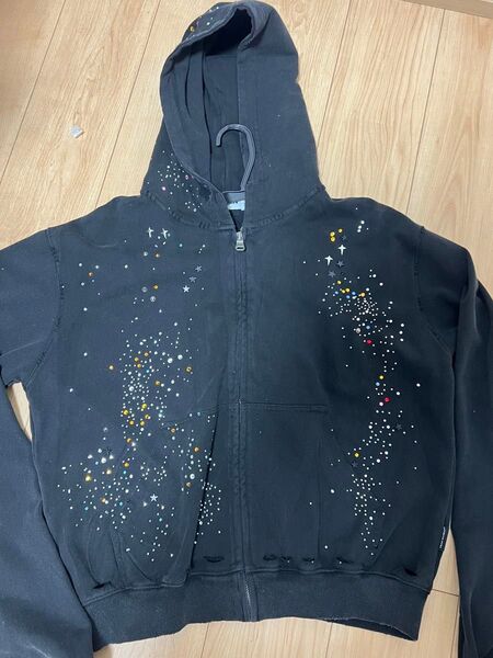 GEEK geek ジップパーカー RHINESTONE DAMAGED ZIPPED HOODIE Mサイズ