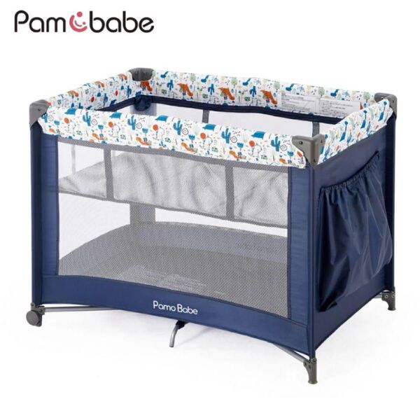 ベビーベッド プレイヤード お昼寝持ち運び 折り畳み 軽量化 可愛い ブルー 可愛い PamoBabe