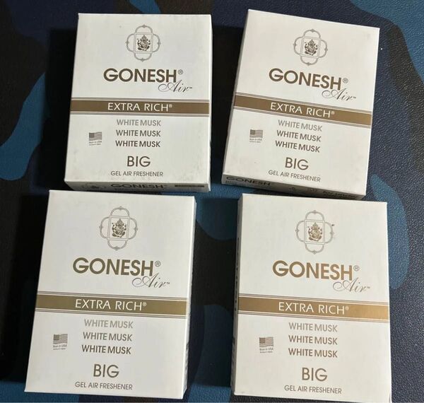 GONESH ガーネッシュ ビッグゲル エアフレッシュナー ホワイトムスク 芳香剤 置き型 4箱セット