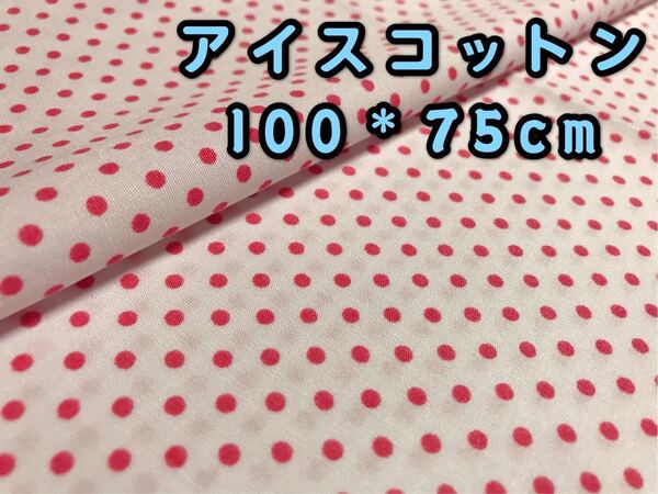 アイスコットン素材 可愛いドット生地 赤系