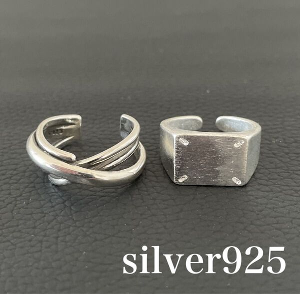 2点セット スクエア クロス シルバー 925 リング ヴィンテージ メキシカン 指輪 メキシカンジュエリー