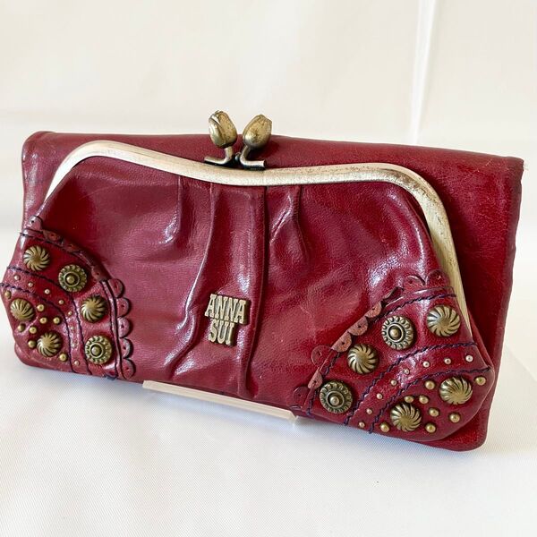 【ANNA SUI アナスイ】がま口 長財布 赤 レッド 財布