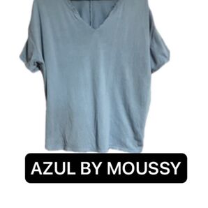 アズールバイマウジー ガーゼ Tシャツ半袖 キーネック フリーサイズ 裏毛 AZUL BY MOUSSY カジュアル トップス 綿