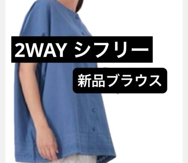 新品 2WAY シフリー刺繍コットンブラウス 綿 MからLサイズ ファッション レディース トップス タグ付き コーディネート