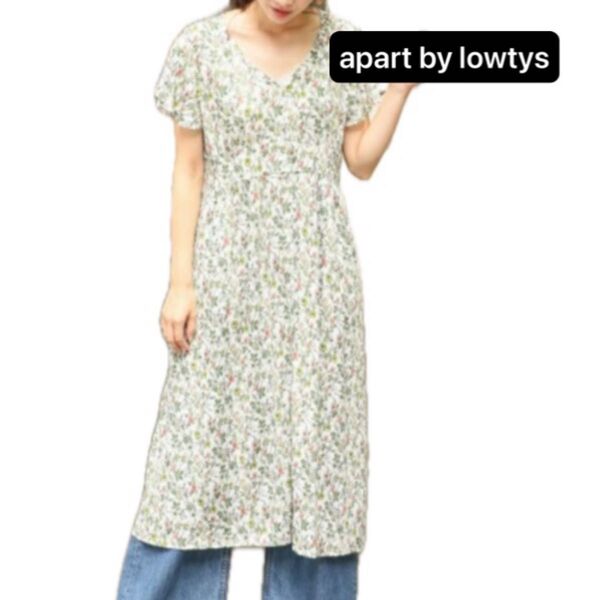 apart by lowtys Vネック ワンピース レーヨン ヴィンテージ フラワー 花柄 アパートバイローリーズ サマー 夏