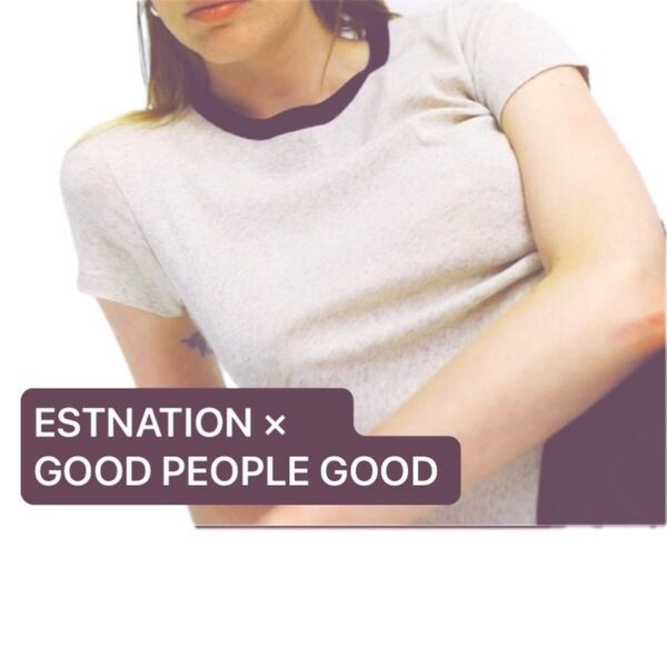 コラボ ESTNATION × GOOD PEOPLE GOOD テレコTシャツ 半袖 エストネーション 配色 綿 コットン100