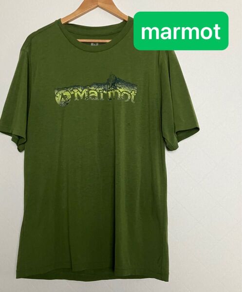 Marmot マーモット ロゴプリント 半袖 Tシャツ 古着 L アウトドア スポーツ トップス 刺繍 メンズ ファッション