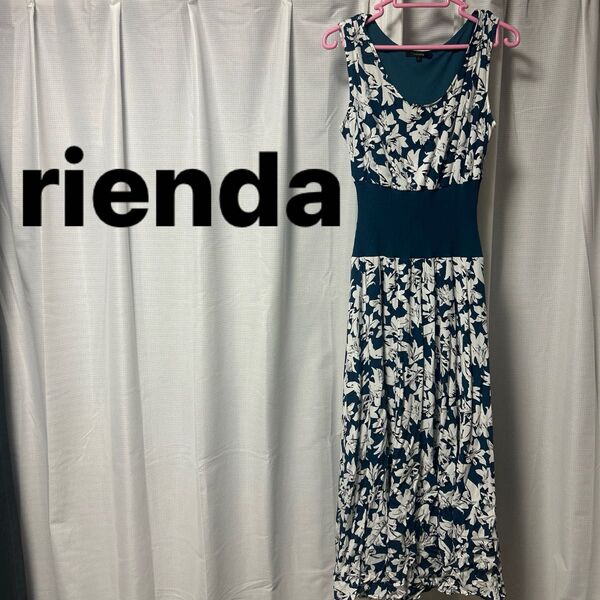 【rienda】フラワープリント ノースリーブワンピース ロングワンピース 花柄