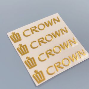 トヨタ クラウン crown 3Dロゴ アルミステッカー 金属製シール 4枚 ゴールド
