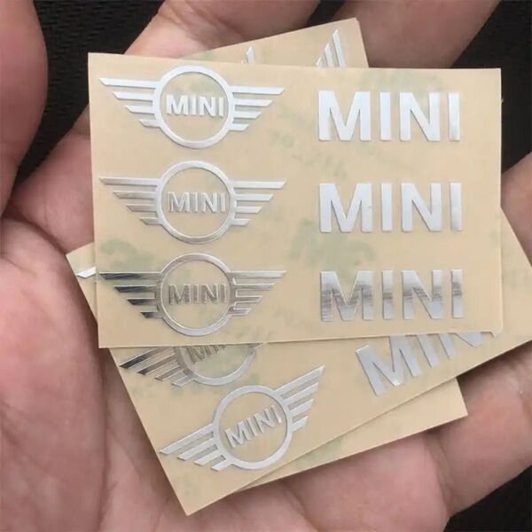 MINI 3Dロゴ アルミステッカー 金属製シール エンブレム 5枚入 シルバー