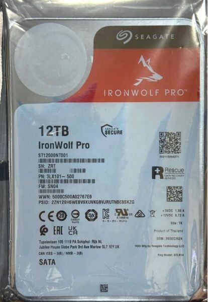 未開封 新モデル Seagate IronWolf Pro 12TB HDD 大容量 ST12000NT001 保証