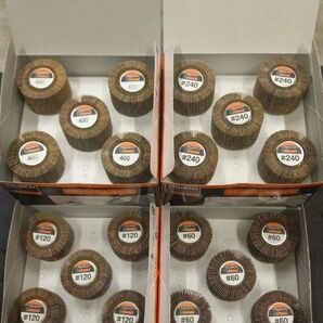 新品 軸付きフラップホイール #60 #120 #240 #400 ペーパーフラップ 軸径6mm 直径50mm 高さ30mm 各5