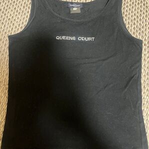 QUEENS COURT ノースリーブカットソー ブラック ラインストーンロゴ