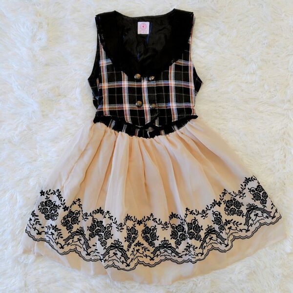 axes femme KIDS 140 チェック切替ワンピース