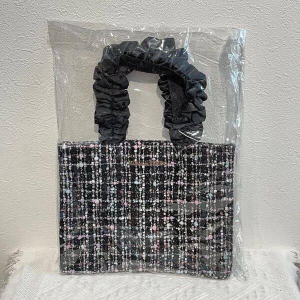 【新品】Maison de FLEUR メゾンドフルール ハンドバッグ トートバッグ【ツイード素材】black 1点