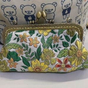 ゴブラン織 花柄 がま口ポーチ ハンドメイド