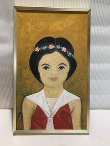 Art hand Auction ◆水彩画 南里愛子 少女 女流日本画創作会◆A-234, 絵画, 日本画, 人物, 菩薩