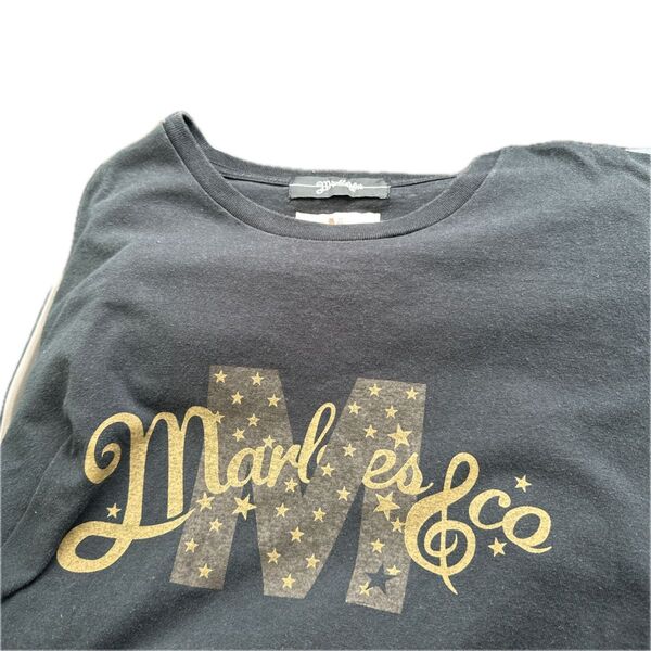 マーブルズ marbles 半袖 クルーネック デザイン プリント Tシャツ black 黒 L