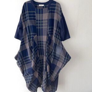 チェック柄チュニックワンピース 体型カバー