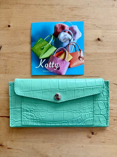 kotty コッティ 牛革 クロコ型押しスリム長財布