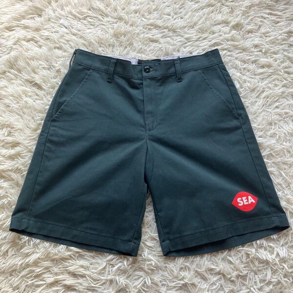 ウィンダンシー windandsea ハーフ ショートパンツ short pants 短パン ワッペンロゴ刺繍 M グリーン 緑