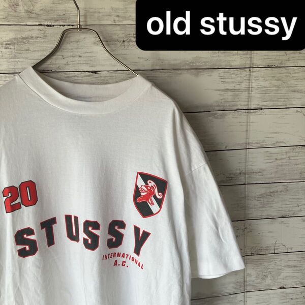 【希少old stussy】ステューシー 半袖Tシャツ 紺タグ 90s international A.C tee shirt