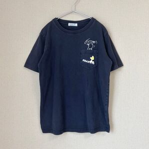 スヌーピー ポケ付きTシャツ カットソー PEANUTS 黒 Mサイズ