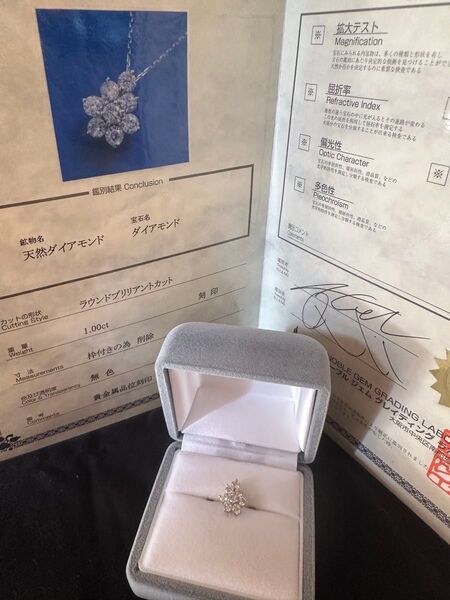 宝石鑑別書付 K18WG 高品質天然ダイヤモンド1ct ネックレストップ