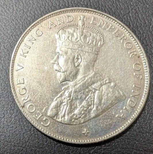 銀貨 1920年 イギリス領 海峡植民地 50セント 銀貨 硬貨 古銭 コイン 貨幣 外国古銭