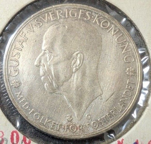 スウェーデン 1935年 5クローナ 銀貨 グスタフ5世 古銭 銀貨 硬貨 世界コイン コイン 貨幣