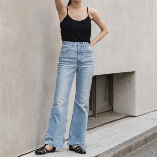 Levi’s/リーバイス 70S HIGH ハイウエスト フレア デニム ライトインディゴ WORN IN