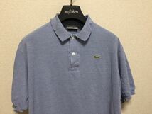 70's 80's フランスラコステ フレンチラコステ CHEMISE LACOSTE ヴィンテージ ポロシャツ 鹿の子地 ポロシャツ フランス製 7 青白_画像3