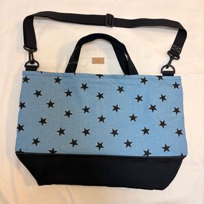 【即納】ハンドメイド ショルダー付レッスンバッグ 31×47×15 図書バッグ/手提げ鞄/お道具袋 商品番号54