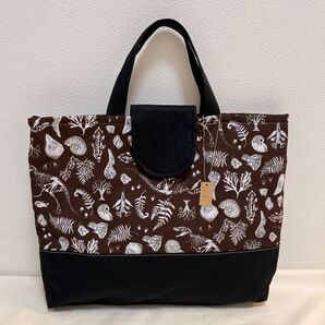 【即納】ハンドメイド フタ付レッスンバッグ 30×40×5 図書バッグ/手提げ鞄/お道具袋 商品番号63