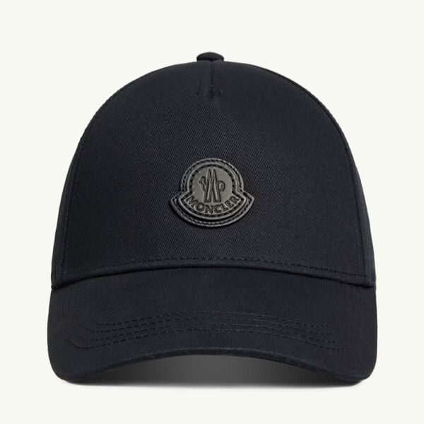 【最新モデル】MONCLER モンクレール レザーロゴ キャップ 帽子 ハット ブラック 黒