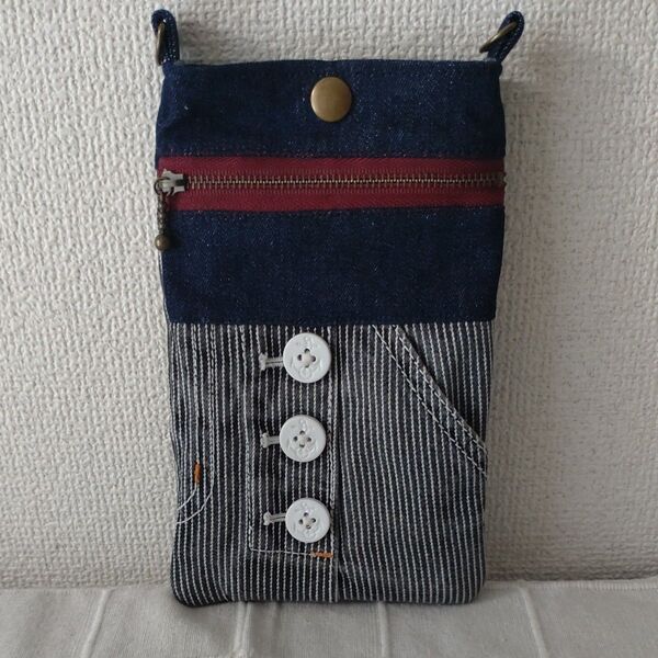 デニムリメイク 携帯ショルダーバッグ ハンドメイド