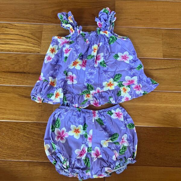 美品 RJC ハワイアン アロハシャツ セットアップ ハワイ製 24m 80-90cm コットン 綿100% 女の子